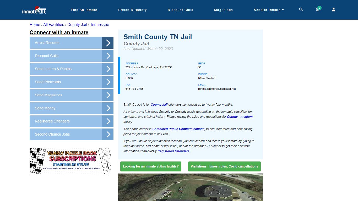 Smith County TN Jail - Inmate Locator - Carthage, TN