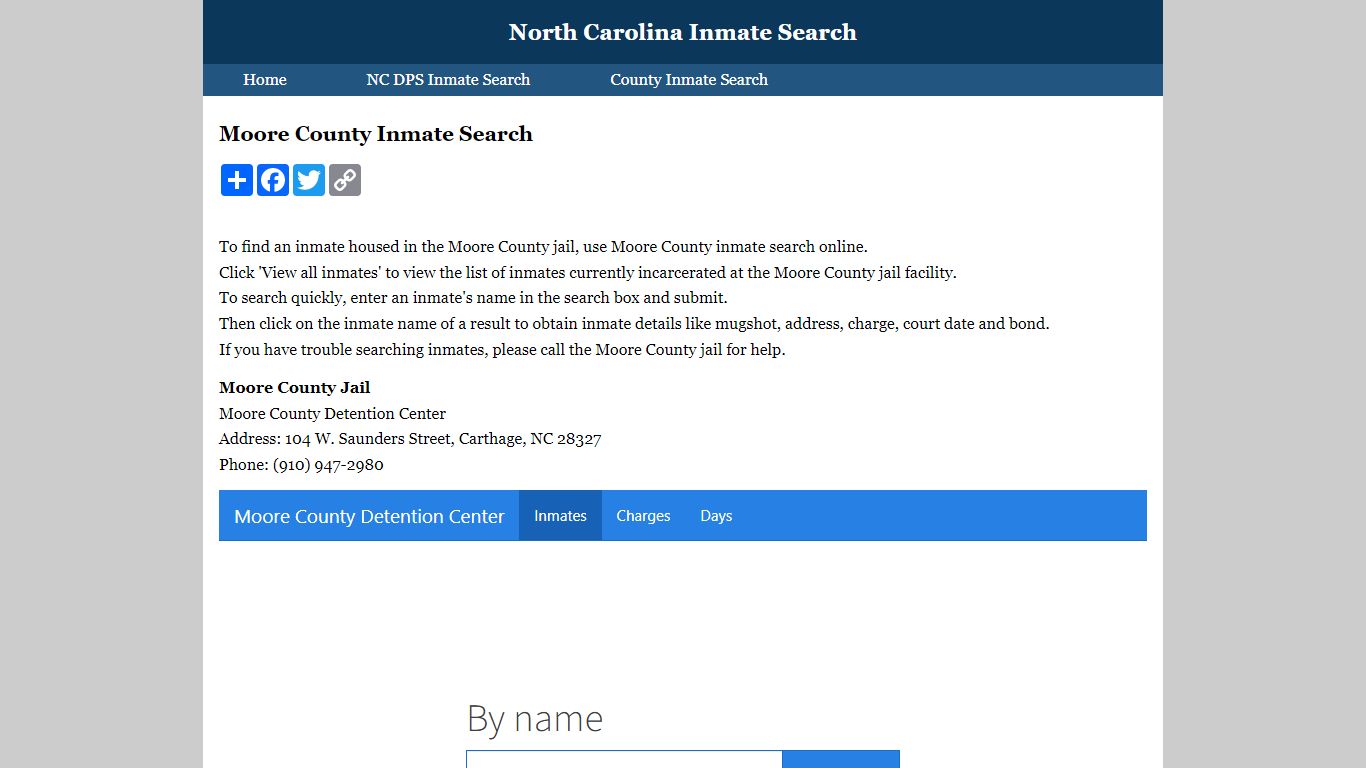 Moore County Inmate Search