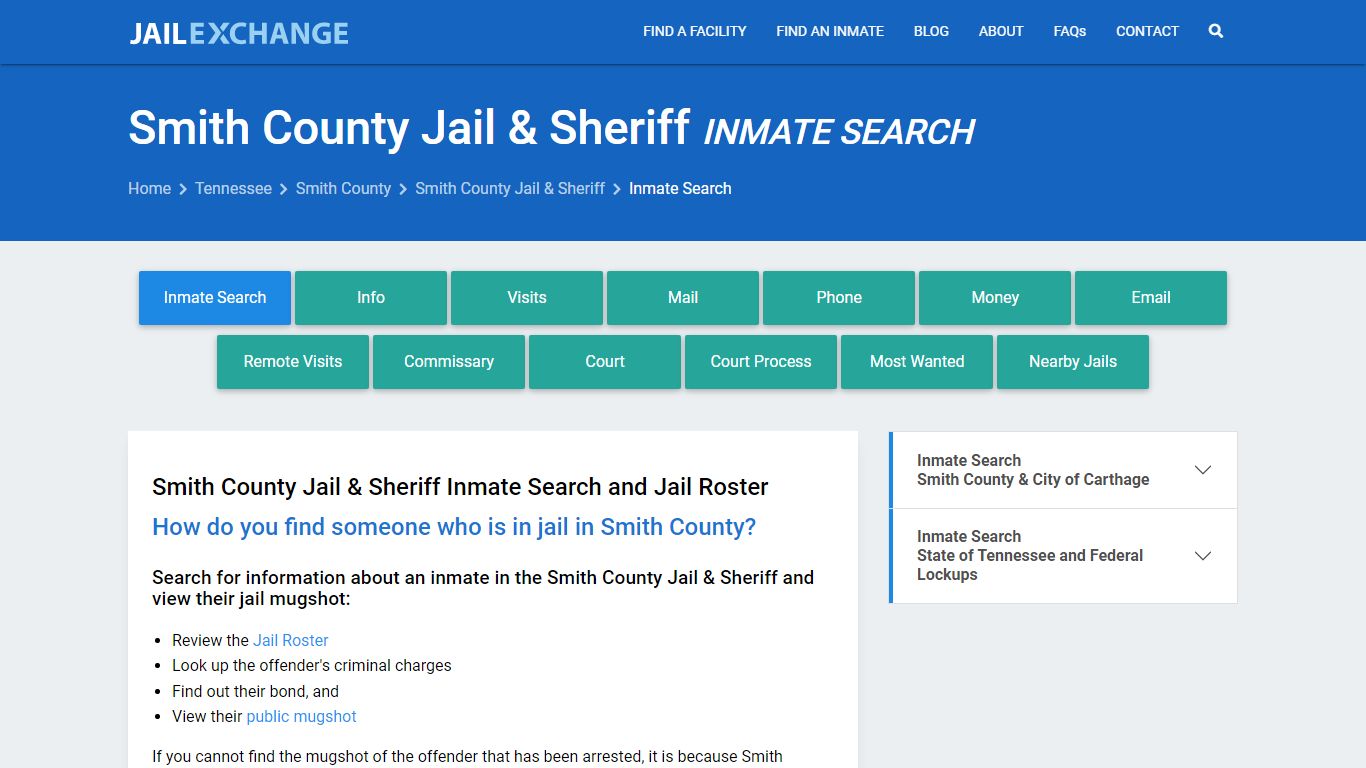 Smith County Jail & Sheriff Inmate Search - Jail Exchange